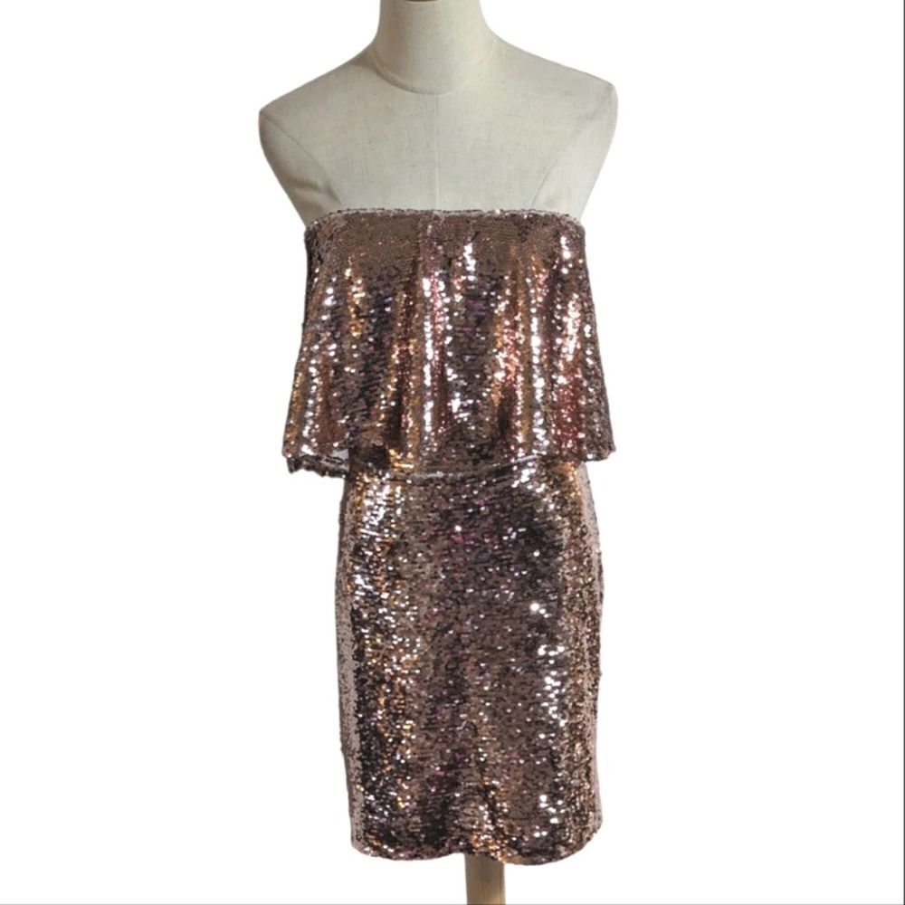 Lovers + Friends Rose Gold Sequin Dress NWT